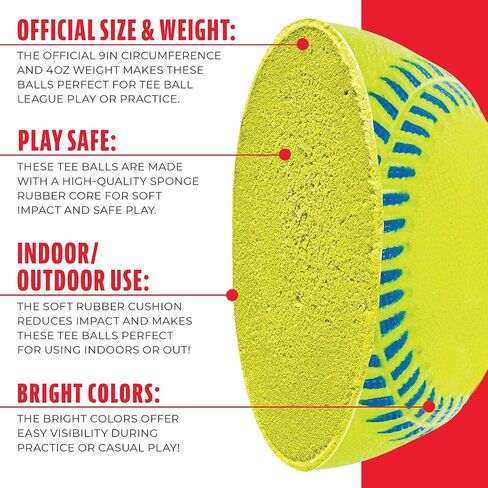 Franklin Sports - Pro Brite - Neon Rubber Teeball - MLB - Youth Tball - Baseball + Softball - Indoor & Outdoor Use in Kuwait