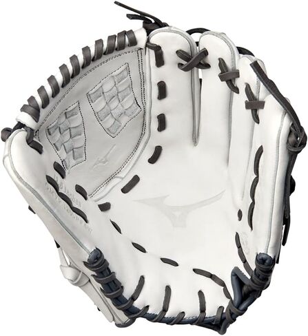 قفاز Mizuno GMVP1250PF4W MVP Prime Fastpitch Softball مقاس 12.5 بوصة، شبكة ترايدنت، غطاء لليد اليمنى، أبيض-رمادي in Kuwait