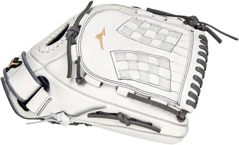 قفاز Mizuno GMVP1250PF4W MVP Prime Fastpitch Softball مقاس 12.5 بوصة، شبكة ترايدنت، غطاء لليد اليمنى، أبيض-رمادي in Kuwait