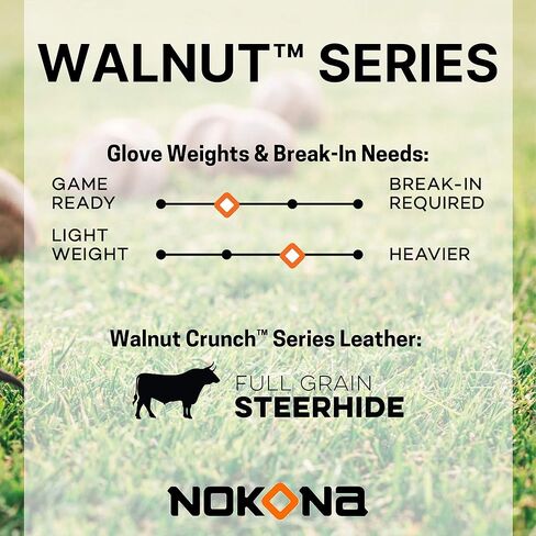 قفاز Nokona W-1300C مصنوع يدويًا من خشب الجوز Slowpitch - رمي اليد اليمنى، شبكة مغلقة للمواقع الخارجية، قفاز للبالغين 13 بوصة، صنع في الولايات المتحدة الأمريكية in Kuwait