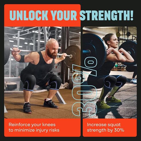 Mava Sports Knee Compression Sleeve & Knee Sleeves for Weightlifting Men & Women - 7mm Neoprene for Cross Training WOD, Gym, Squats & Weightlifting in Kuwait