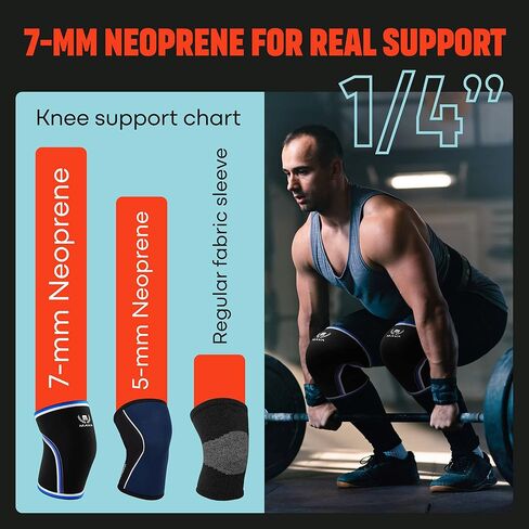 Mava Sports Knee Compression Sleeve & Knee Sleeves for Weightlifting Men & Women - 7mm Neoprene for Cross Training WOD, Gym, Squats & Weightlifting in Kuwait