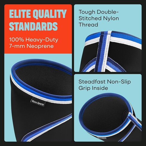 Mava Sports Knee Compression Sleeve & Knee Sleeves for Weightlifting Men & Women - 7mm Neoprene for Cross Training WOD, Gym, Squats & Weightlifting in Kuwait