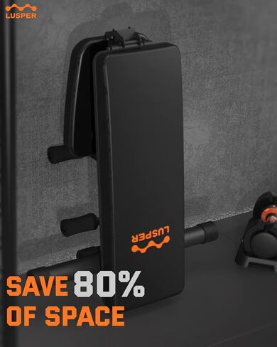 مقعد وزن قابل للتعديل من Lusper قابل للطي - مقعد تمرين ثابت بوزن 600 رطل، قابل للطي بسرعة 5 ثوانٍ ومتعدد الأغراض لتمرين الجسم بالكامل in Kuwait