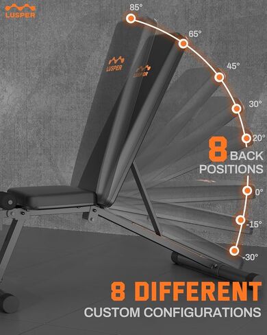 مقعد وزن قابل للتعديل من Lusper قابل للطي - مقعد تمرين ثابت بوزن 600 رطل، قابل للطي بسرعة 5 ثوانٍ ومتعدد الأغراض لتمرين الجسم بالكامل in Kuwait