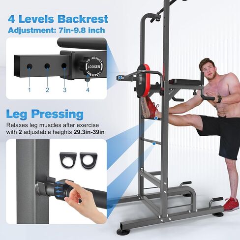 RELIFE REBUILD YOUR LIFE Power Tower Pull Up Bar Station Workout Dip Station for Home Gym Strength Training Fitness Equipment Newer Version,450LBS. in Saudi Arabia