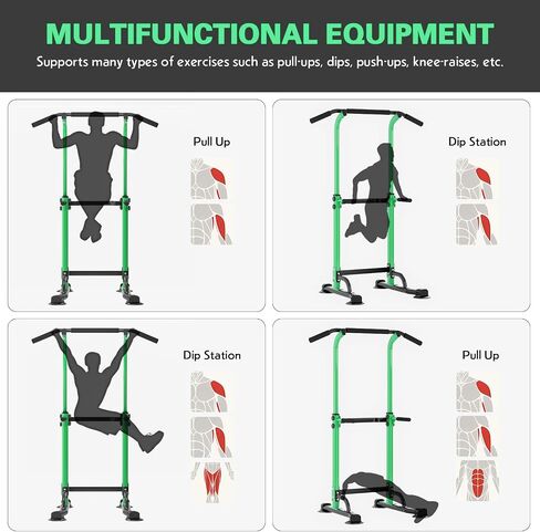 soges Power Tower Pull Up Bar Station, Free Standing Pull Up Rack Dip Station for Home Gym, Height Adjustable Home Strength Training Fitness Workout Equipment in Saudi Arabia