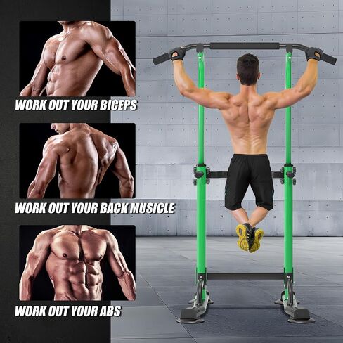 soges Power Tower Pull Up Bar Station, Free Standing Pull Up Rack Dip Station for Home Gym, Height Adjustable Home Strength Training Fitness Workout Equipment in Saudi Arabia