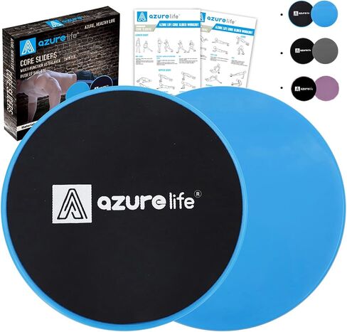 مزلقات أساسية للتمرين من AZURELIFE، أقراص تمرين منزلقة مزدوجة الجوانب تستخدم على السجاد أو الأرضيات الصلبة، خفيفة ومحمولة، مثالية لتمارين البطن والعضلات الأساسية in Kuwait