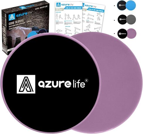 مزلقات أساسية للتمرين من AZURELIFE، أقراص تمرين منزلقة مزدوجة الجوانب تستخدم على السجاد أو الأرضيات الصلبة، خفيفة ومحمولة، مثالية لتمارين البطن والعضلات الأساسية in Kuwait