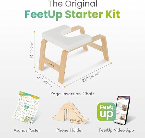 FeetUp - مقعد اليوغا الأصلي على الرأس، مقعد وحامل مدرب الوقوف على اليدين النباتي، معدات انعكاس تدريب القوة للاسترخاء والقوة، تتضمن مجموعة التطبيقات والبدء، 1 في جميع أنحاء العالم in Saudi Arabia