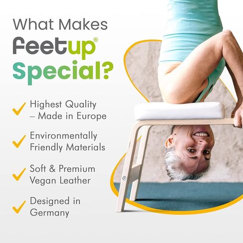 FeetUp - مقعد اليوغا الأصلي على الرأس، مقعد وحامل مدرب الوقوف على اليدين النباتي، معدات انعكاس تدريب القوة للاسترخاء والقوة، تتضمن مجموعة التطبيقات والبدء، 1 في جميع أنحاء العالم in Saudi Arabia