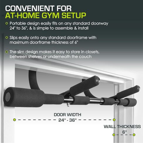 ProsourceFit Fit Wall-Mounted Pull-Up / Chin-Up Bar, Heavy Duty 300 lb. Capacity, Black in Saudi Arabia