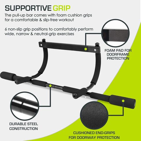 ProsourceFit Fit Wall-Mounted Pull-Up / Chin-Up Bar, Heavy Duty 300 lb. Capacity, Black in Saudi Arabia
