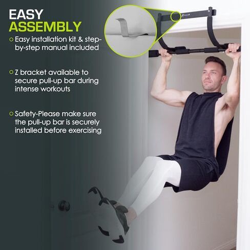 ProsourceFit Fit Wall-Mounted Pull-Up / Chin-Up Bar, Heavy Duty 300 lb. Capacity, Black in Saudi Arabia