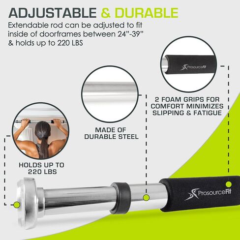 ProsourceFit Fit Wall-Mounted Pull-Up / Chin-Up Bar, Heavy Duty 300 lb. Capacity, Black in Saudi Arabia