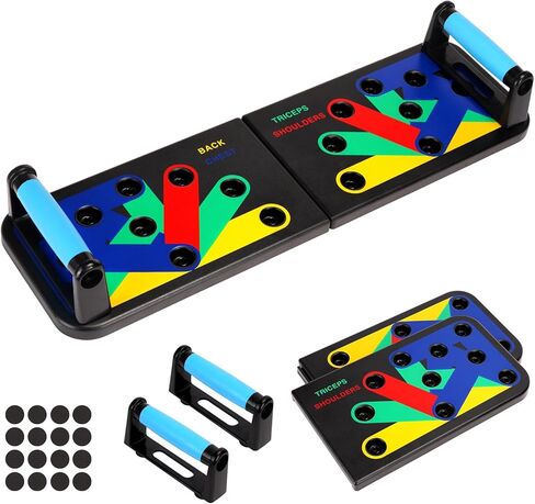 لوح رفع سانكاجي، مقابض رفع 9 في 1 للأرضية، قضبان دفع متعددة الوظائف، لوح دفع قابل للفصل، معدات تمرين منزلية محمولة للرجال والنساء in Kuwait