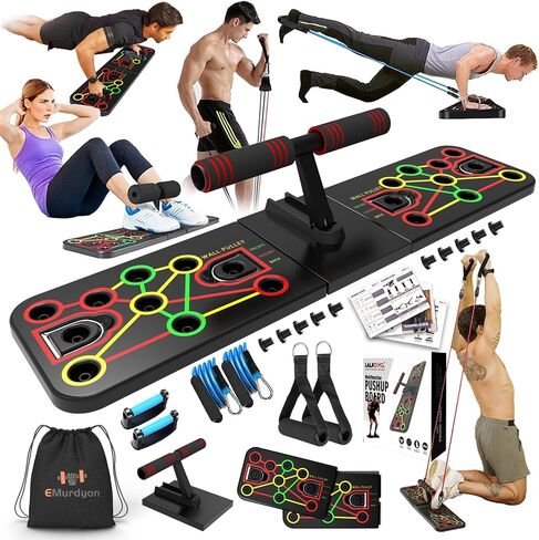 New Upgraded Portable Home Gym with Sit-up Stand, Push Up Board, Premium Resistance Bands, 35-in-1 Multifunctional Strength Training Equipment, Home Fitness for Men and Women in Kuwait