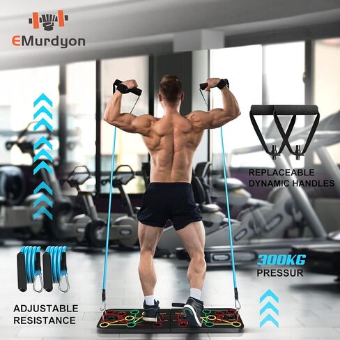 New Upgraded Portable Home Gym with Sit-up Stand, Push Up Board, Premium Resistance Bands, 35-in-1 Multifunctional Strength Training Equipment, Home Fitness for Men and Women in Kuwait