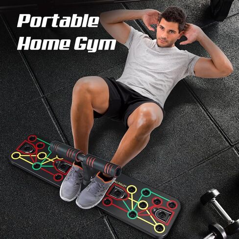 New Upgraded Portable Home Gym with Sit-up Stand, Push Up Board, Premium Resistance Bands, 35-in-1 Multifunctional Strength Training Equipment, Home Fitness for Men and Women in Kuwait