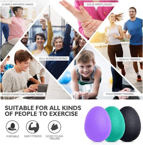Peradix Hand Grip Strength Trainer, Stress Relief Ball for Adults and Kids, Wrist Rehab Therapy Hand Grip Equipment Ball Squishy Tools - Set of 3 Finger Resistance Exercise Squeezer in Saudi Arabia