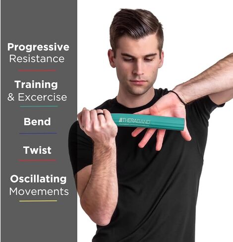 THERABAND FlexBar، شريط العلاج لمرفق التنس، يخفف آلام التهاب الأوتار ويحسن قوة القبضة، شريط المقاومة للاعبي الغولف الكوع والتهاب الأوتار، أحمر، خفيف، مبتدئين in Kuwait