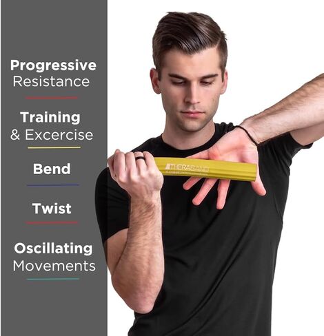 THERABAND FlexBar، شريط العلاج لمرفق التنس، يخفف آلام التهاب الأوتار ويحسن قوة القبضة، شريط المقاومة للاعبي الغولف الكوع والتهاب الأوتار، أحمر، خفيف، مبتدئين in Kuwait