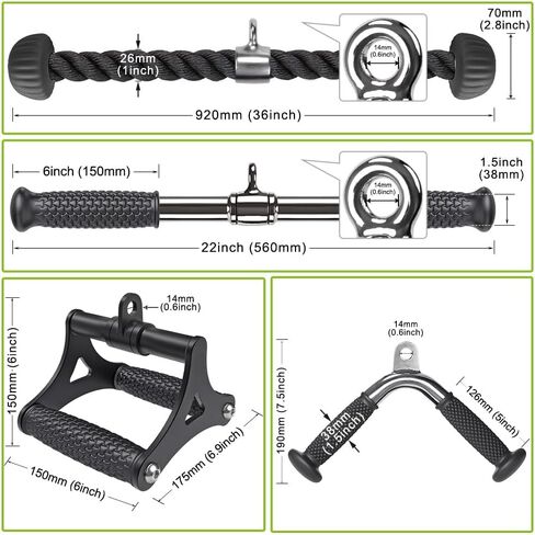 Tricep Pull Down Attachment, Cable Machine Accessories for Home Gym, Cable Machine Attachments Pulley System Gym, LAT Pull Down Attachment Weight Fitness in Kuwait