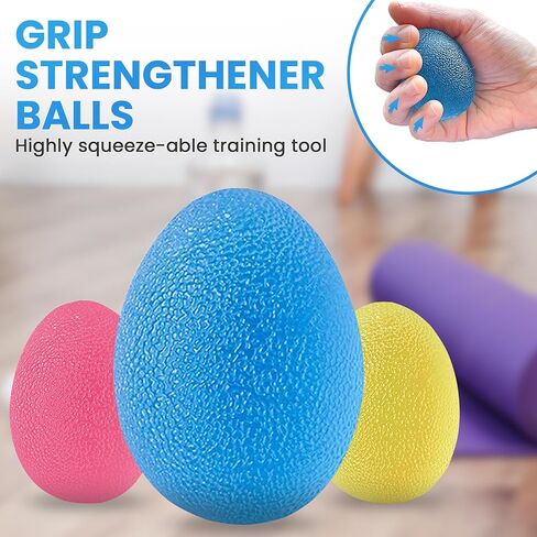 ALLWAYUP 3 كرات تمرين اليد - كرة إعادة التأهيل العلاجية، كرة الضغط لالتهاب المفاصل، نفق الرسغ، التعافي من إصابات اليد، تخفيف التوتر - مجموعة واحدة من 3 كرات علاجية لتمرين اليد in Kuwait