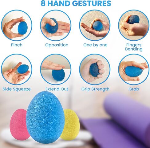 ALLWAYUP 3 كرات تمرين اليد - كرة إعادة التأهيل العلاجية، كرة الضغط لالتهاب المفاصل، نفق الرسغ، التعافي من إصابات اليد، تخفيف التوتر - مجموعة واحدة من 3 كرات علاجية لتمرين اليد in Kuwait