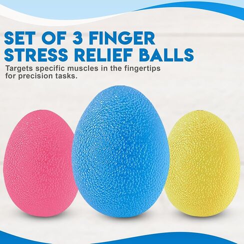 ALLWAYUP 3 كرات تمرين اليد - كرة إعادة التأهيل العلاجية، كرة الضغط لالتهاب المفاصل، نفق الرسغ، التعافي من إصابات اليد، تخفيف التوتر - مجموعة واحدة من 3 كرات علاجية لتمرين اليد in Kuwait