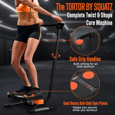 SQUATZ Twist and Shape Foldable Ab Exercise Machine, Double Pully Design Anti-Skid Handle Spin Plates, Targets Lower Body, Stomach, Gut, Glutes, Buttocks, Hips, Waist, Thighs & More in Saudi Arabia