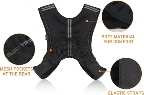 سترة ZELUS المرجحة، 6lb/8lb/12lb/16lb/20lb/25lb/30lb سترة الوزن مع شريط عاكس للتمرين، تدريب القوة، الجري، اللياقة البدنية، بناء العضلات، فقدان الوزن، رفع الأثقال in Kuwait