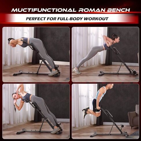 مقعد BODY RHYTHM Hyperextension، كرسي روماني قابل للتعديل والطي، مقعد تدريب متعدد الوظائف، مقعد تمديد خلفي لصالة الألعاب الرياضية المنزلية. in Kuwait