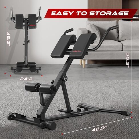 مقعد BODY RHYTHM Hyperextension، كرسي روماني قابل للتعديل والطي، مقعد تدريب متعدد الوظائف، مقعد تمديد خلفي لصالة الألعاب الرياضية المنزلية. in Kuwait