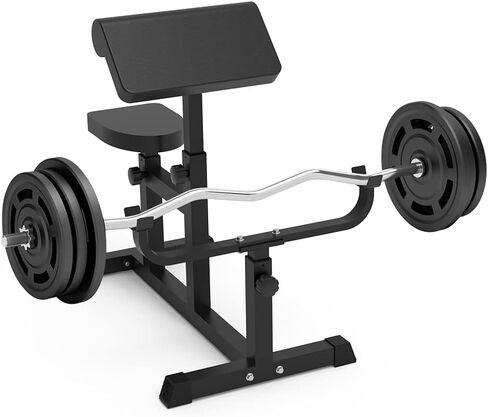 Uboway Adjustable Arm Preacher Curl Weight Bench, Seated Strength Training Fitness, Isolated Barbell Dumbbell Biceps Station, Roman Chair for Upper Limb Muscle for Home Gym in Saudi Arabia