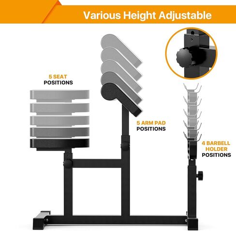 Uboway Adjustable Arm Preacher Curl Weight Bench, Seated Strength Training Fitness, Isolated Barbell Dumbbell Biceps Station, Roman Chair for Upper Limb Muscle for Home Gym in Saudi Arabia