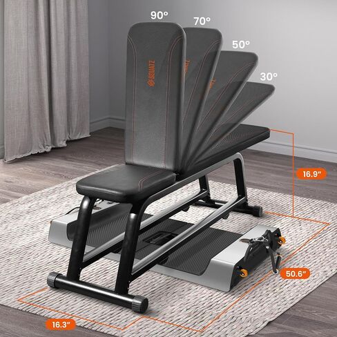 SQUATZ Apollo Board Gym، مقعد مسطح للوزن - مقعد تمرين متعدد الأغراض لجهاز Apollo Board، قابل للتعديل من 94 إلى 180 درجة مع 5 مستويات، مجموعة واسعة من التطبيقات، معدات الصالة الرياضية المنزلية in Saudi Arabia