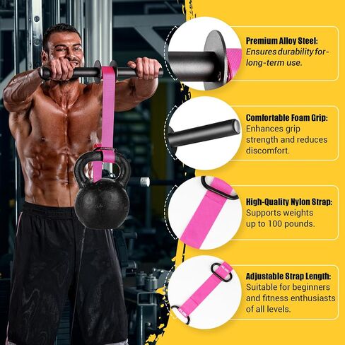 Forearm Strengthener and Wrist Roller, 43.3 in Or 51.2 in Ultra-Strong Nylon Webbing Wrist & Forearm Blaster with Quick Locking Mechanism, Durable Anti-Slip Grip Handles for Forearm Strength Training in Kuwait