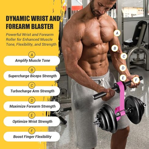 Forearm Strengthener and Wrist Roller, 43.3 in Or 51.2 in Ultra-Strong Nylon Webbing Wrist & Forearm Blaster with Quick Locking Mechanism, Durable Anti-Slip Grip Handles for Forearm Strength Training in Kuwait