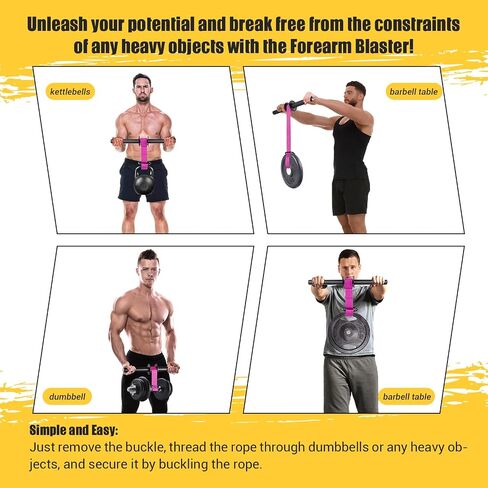 Forearm Strengthener and Wrist Roller, 43.3 in Or 51.2 in Ultra-Strong Nylon Webbing Wrist & Forearm Blaster with Quick Locking Mechanism, Durable Anti-Slip Grip Handles for Forearm Strength Training in Kuwait