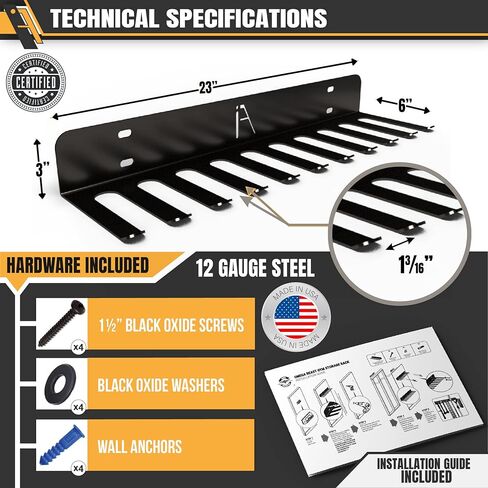 رف تخزين الصالة الرياضية أوميغا من الولايات المتحدة الأمريكية 9 أو 11 خطاف منظم حائط لصالة الألعاب الرياضية شديد التحمل - تخزين ملحقات الصالة الرياضية - أشرطة المقاومة، حبال القفز، الحدائد، أحزمة الرفع، ملحقات الكابلات in Kuwait