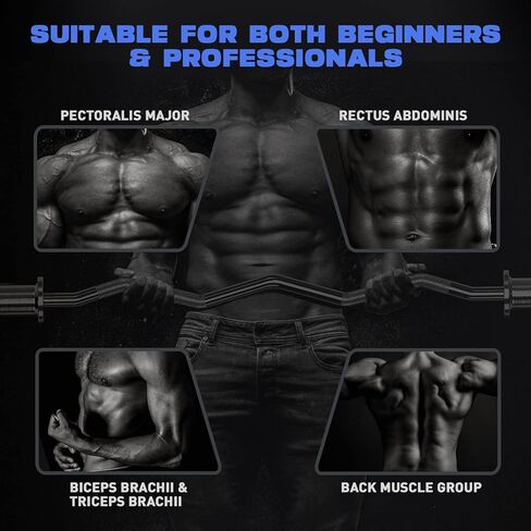 قضيب الحديد Olympic EZ Curl، 47 بوصة EZ Curl Bar لرفع الأثقال، العضلة ذات الرأسين، ثلاثية الرؤوس، تمرين مجموعة عضلات الظهر/الساق، شريط تجعيد الكروم لألواح الوزن 2 بوصة، مع 2 الياقات الربيعية in Kuwait