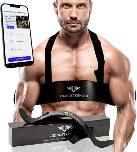 VIKINGSTRENGTH Bicep Tricep Arm Blaster لتأثير Preacher Curl، عازل الذراع الصلب يساعدك على زيادة العضلات والتعريف والقوة - جودة ممتازة لرفع الأثقال + تطبيق تمرين V-Strength in Kuwait