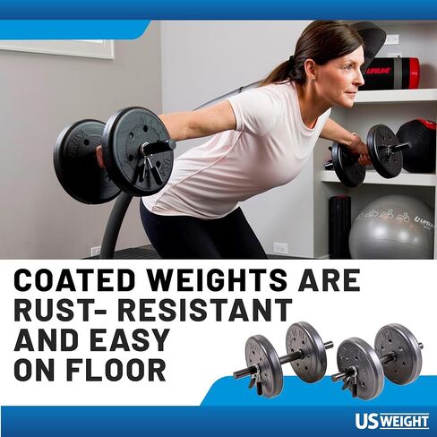 مجموعة وزن Duracast Barbell بوزن 105 رطل في الولايات المتحدة مع اثنين من الدمبل وبار 6 أقدام لصالة الألعاب الرياضية المنزلية in Kuwait