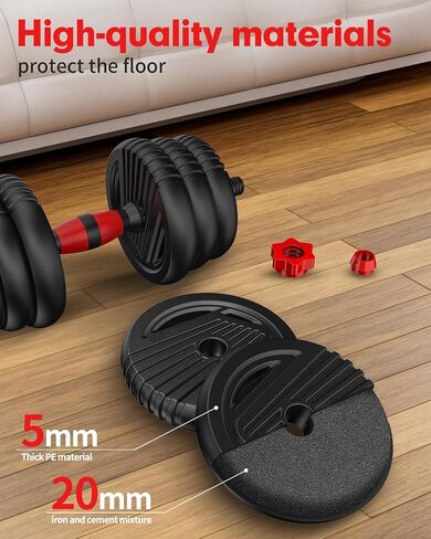 Adjustable Dumbbell Set 20LBS/35LBS/55LB/70LBS/90lbs Free Weights Dumbbells, 4 in 1 Weight Set, Dumbbell, Barbell, Kettlebell, Push-up, Home Gym Fitness Workout Equipment for Men Women in Saudi Arabia
