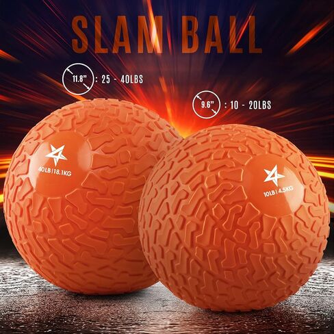 Yes4All Slam Balls Upgraded, 10-12lb Medicine Ball Weight, Durable PVC Sand Filled Workout Dynamic Medicine Ball for Core Strengthen in Kuwait