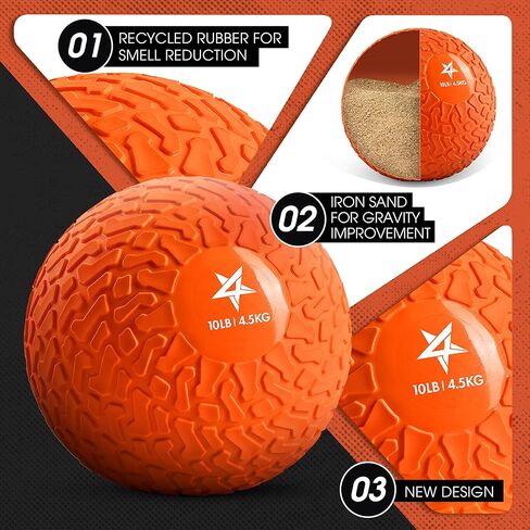 Yes4All Slam Balls Upgraded, 10-12lb Medicine Ball Weight, Durable PVC Sand Filled Workout Dynamic Medicine Ball for Core Strengthen in Kuwait