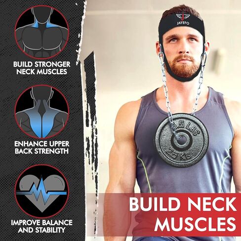Jayefo Sports Neck Training Exerciser Harness Traps Muscle Builder Head Harness home gym for Strength Fitness Powerlifting Workout Boxing MMA Strong Neck Steel Chain Exerciser strengthener in Kuwait