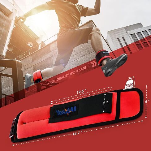 Yes4All Ankle Weights Pair Set with Adjustable Strap for Jogging, Gymnastics, Aerobics – from 2lbs to 10lbs in Kuwait